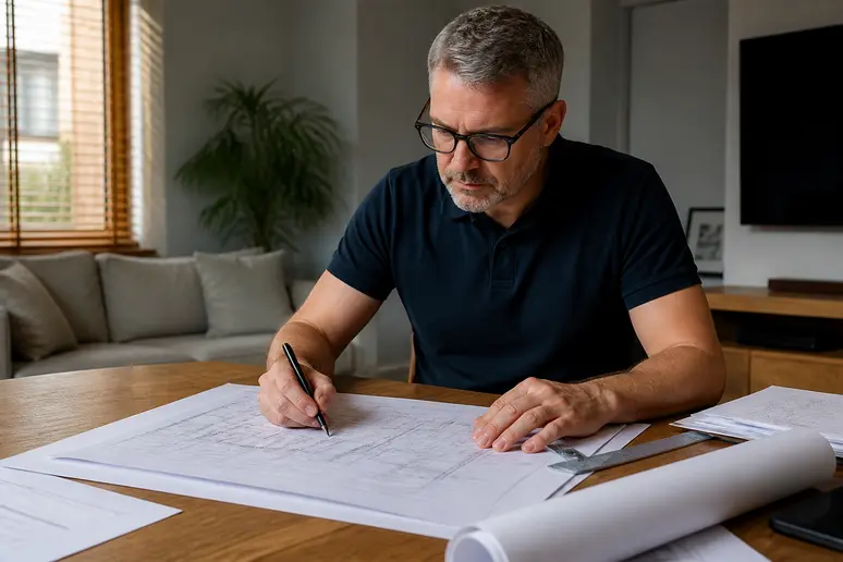 Rédaction d'un rapport d'expertise fissure maison avec plans et notes techniques