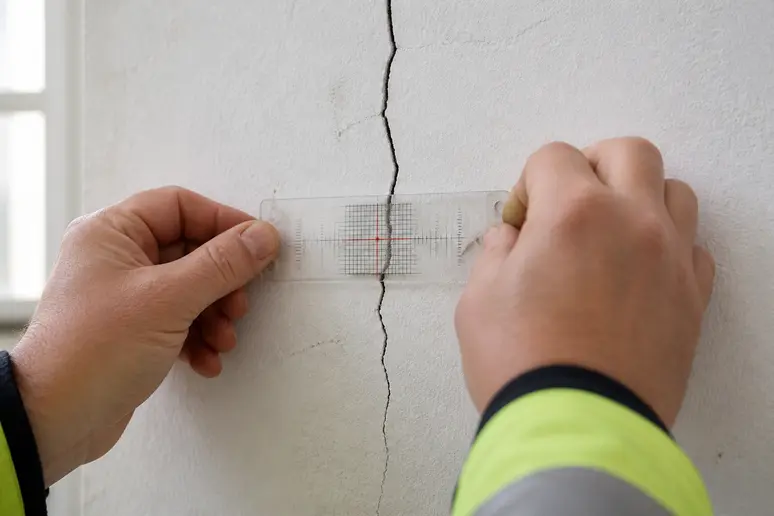 Pose d'un témoin de mesure pour suivre l'évolution de la fissure après pose d'IPN