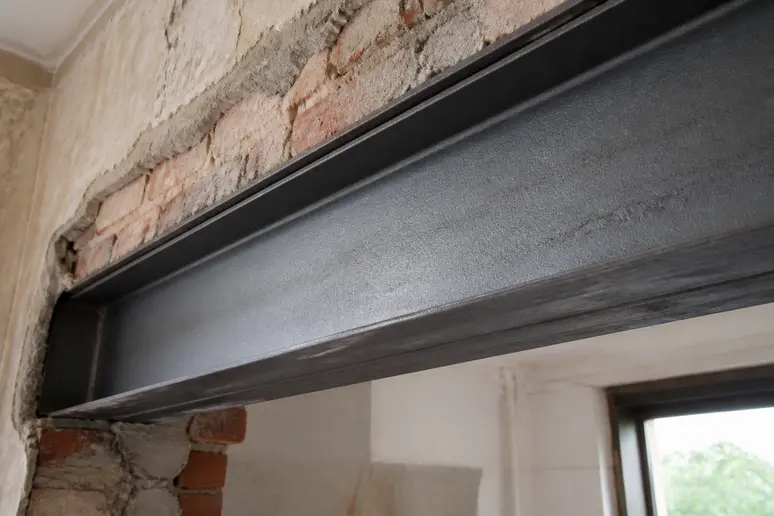 Profilé acier HEA installé pour une ouverture de mur porteur de grande portée